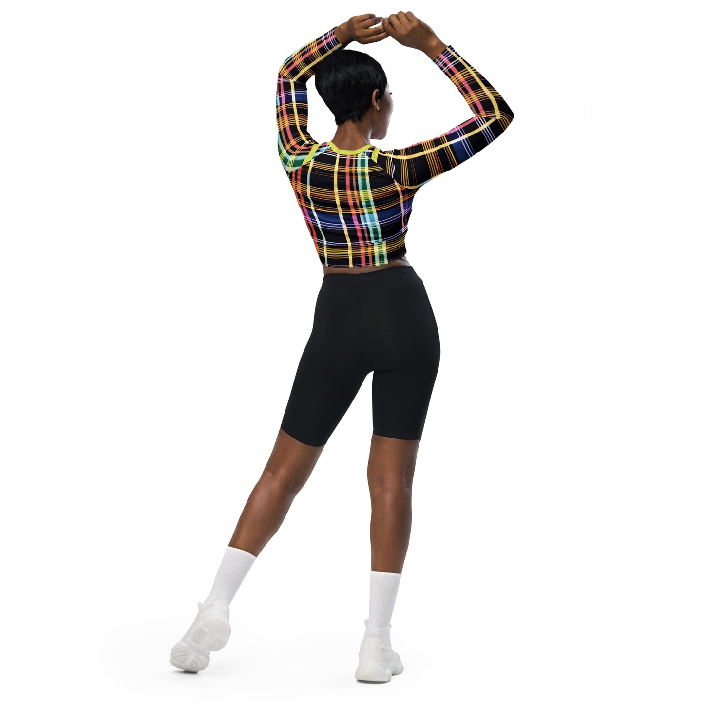 Inspired By DREAMZzz Preppy Plaid Recycled long-sleeve crop top