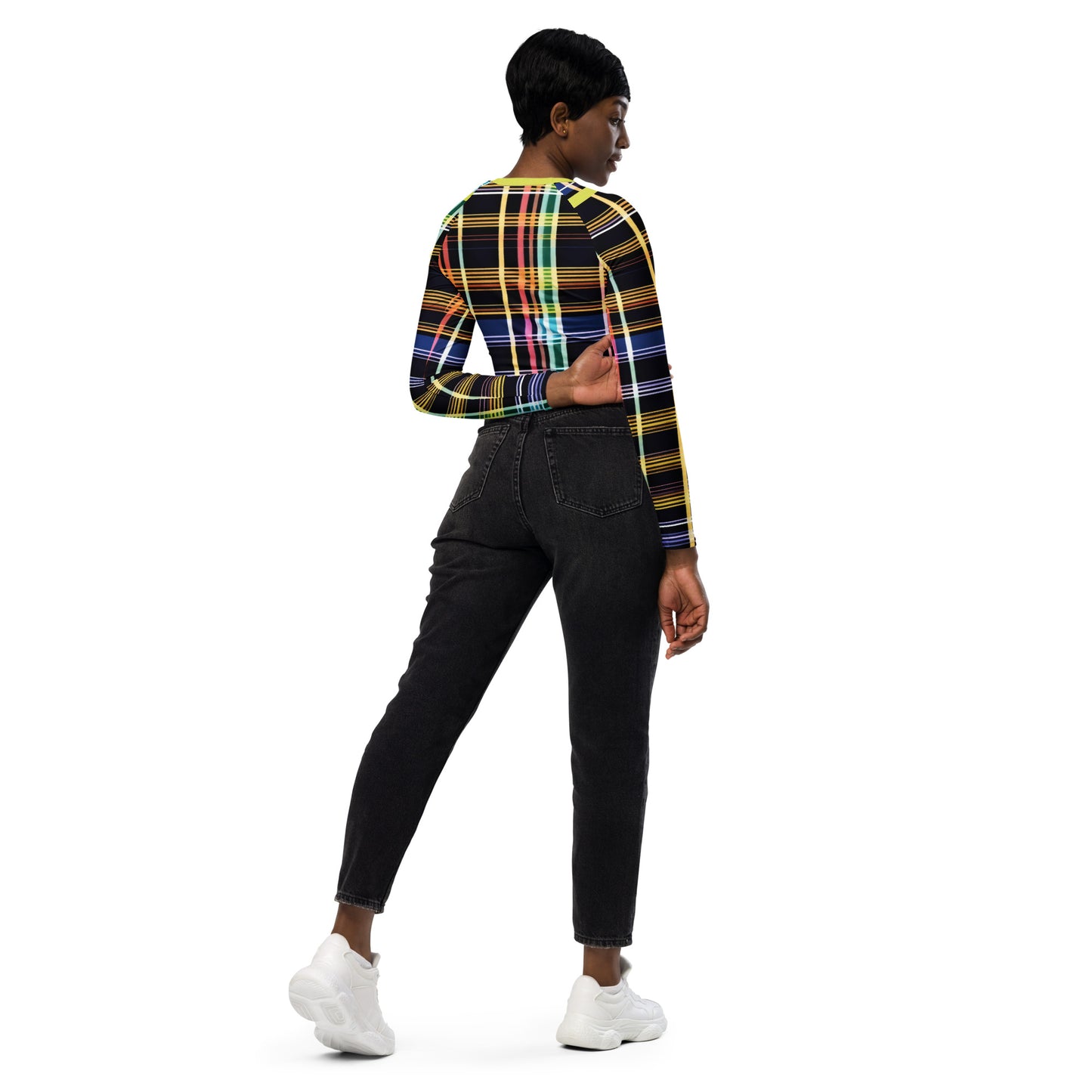 Inspired By DREAMZzz Preppy Plaid Recycled long-sleeve crop top